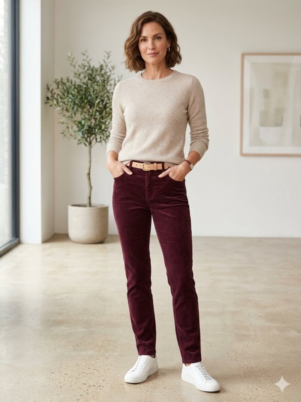 Cabi Women’s Size 12 Burgundy Carol Anderson Corduroy Skinny Five Pocket Pants